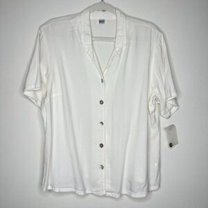 Heaven White casual button down blouse shirt Summer Vacation NWOT‎